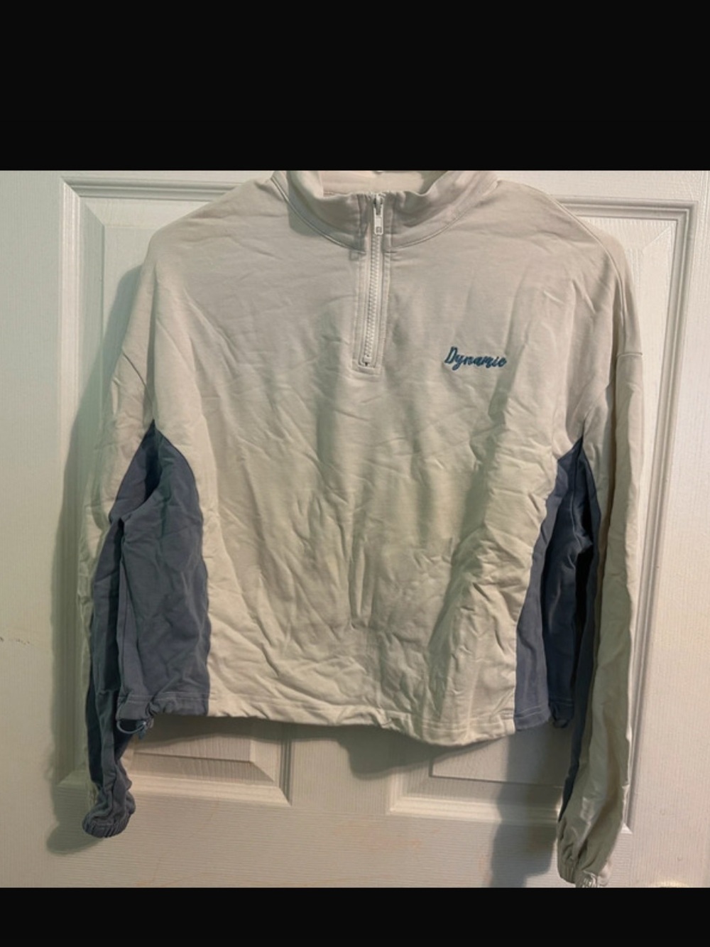 White and Slate Blue Quarter-Zip Pullover